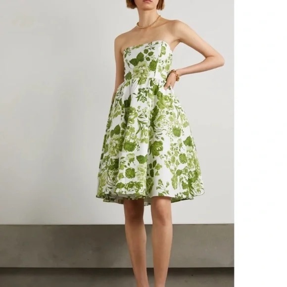 Reformation Dresses & Skirts - New! Reformation Buttercup Strapless Dress Green White Floral Fit & Flare Sz. 2